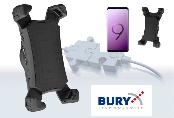 Bury System 9, Active Cradle Universal 3XL für Smartphones Einstellbare  Breite 56-90mm, Höhe ca 128-165mm 0-02-37-3400-0